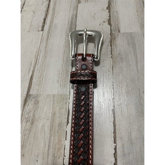 Cowgirl Western  Cross Concho Braided Belt Genuine Hand tooled Leather Sz 32 Red - Picture 3 of 5